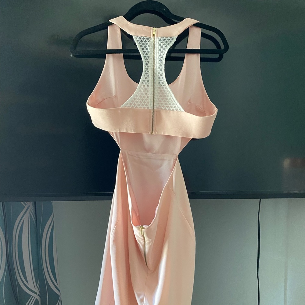 Small peach dress razor back design cutout